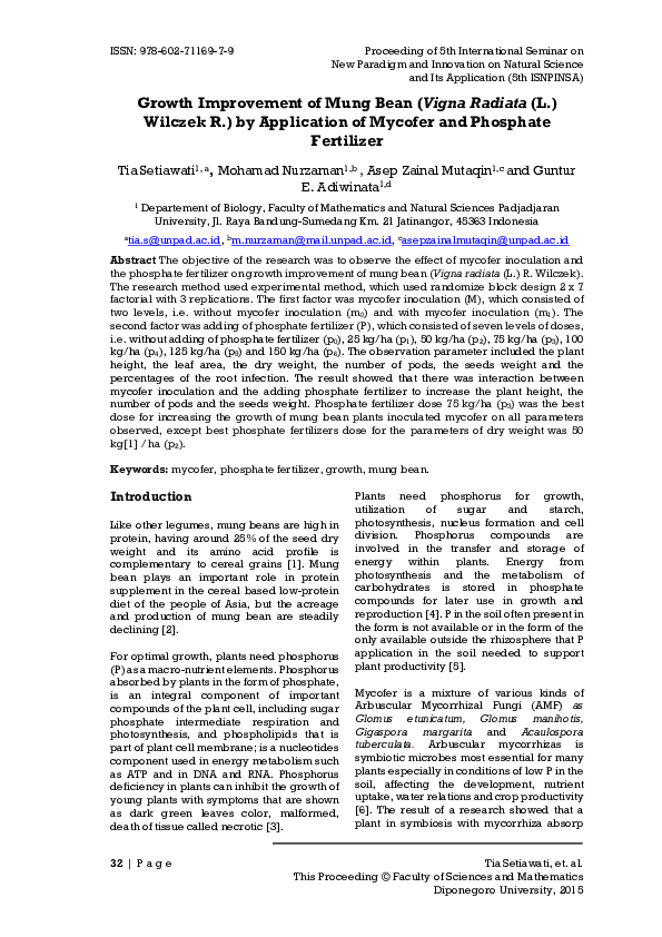 (PDF) Growth Improvement of Mung Bean (Vigna Radiata (L.) Wilczek R ...