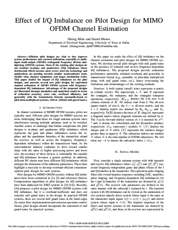 (PDF) Effect of I/Q Imbalance on Pilot Design for MIMO OFDM Channel ...