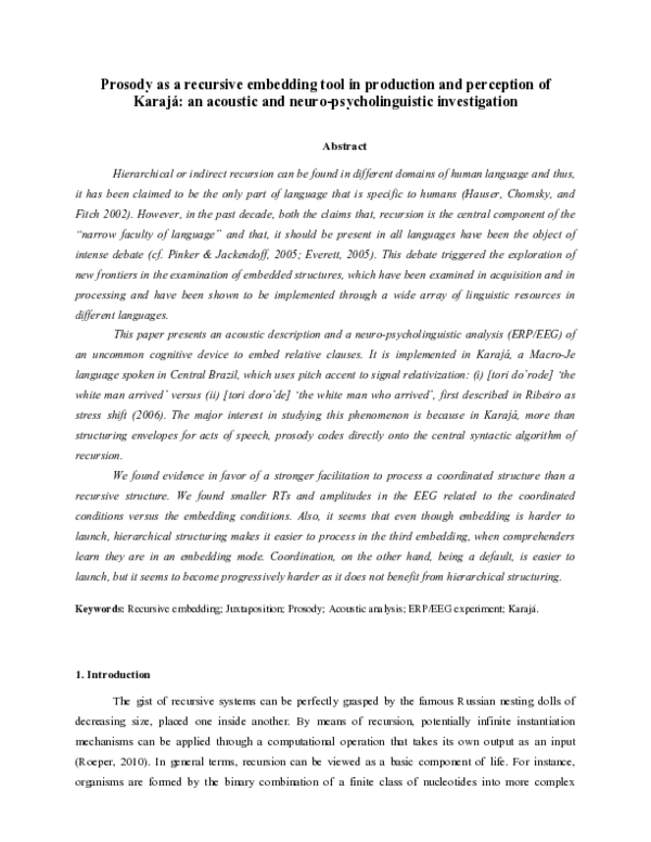 (PDF) Prosody as a recursive embedding tool in production and ...