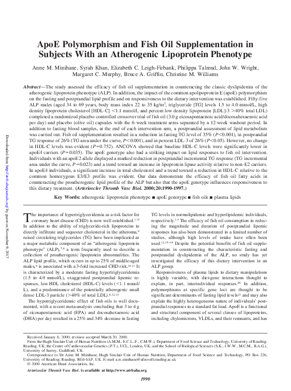 (PDF) ApoE Polymorphism and Fish Oil Supplementation in Subjects With ...