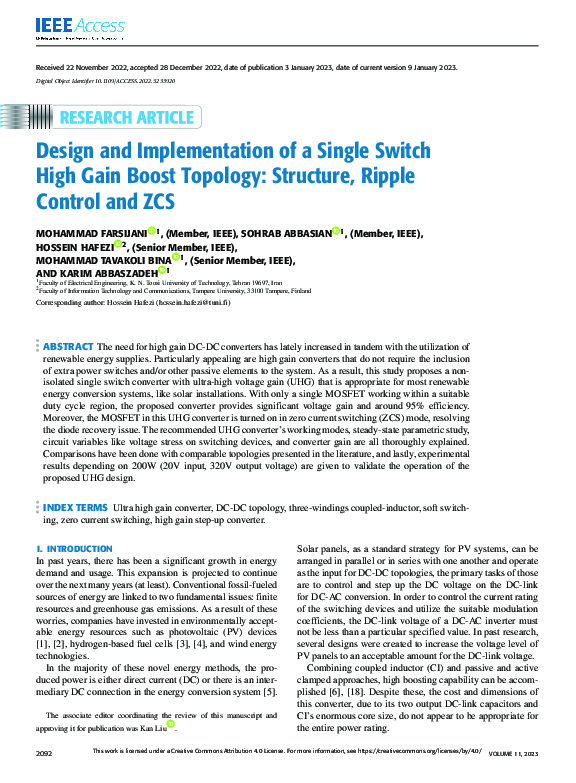 (PDF) Design and Implementation of a Single Switch High Gain Boost ...