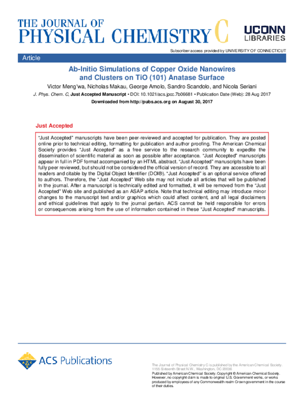 (PDF) Ab Initio Simulations of Copper Oxide Nanowires and Clusters on ...