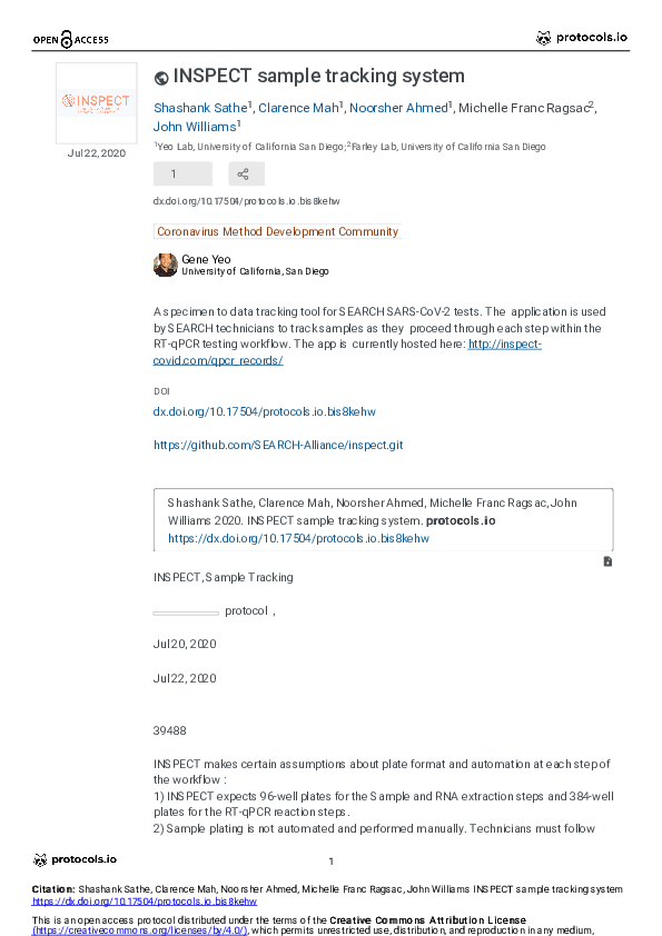 (PDF) INSPECT sample tracking system v1 (protocols.io.bis8kehw