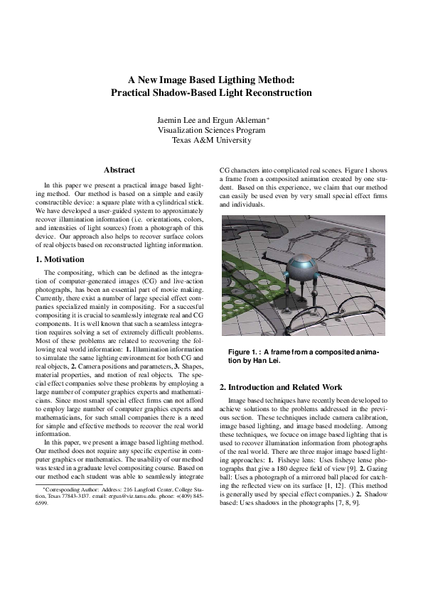 (PDF) A New Image Based Ligthing Method: Practical Shadow-Based Light ...