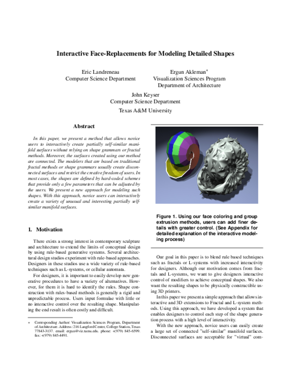 (PDF) Interactive Face-Replacements for Modeling Detailed Shapes