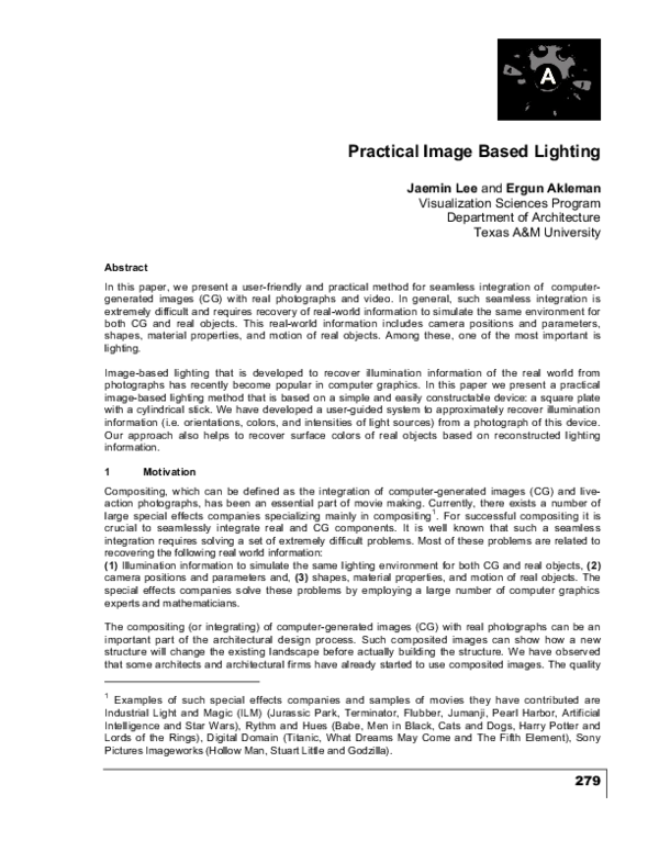 (PDF) Practical Image Based Lighting