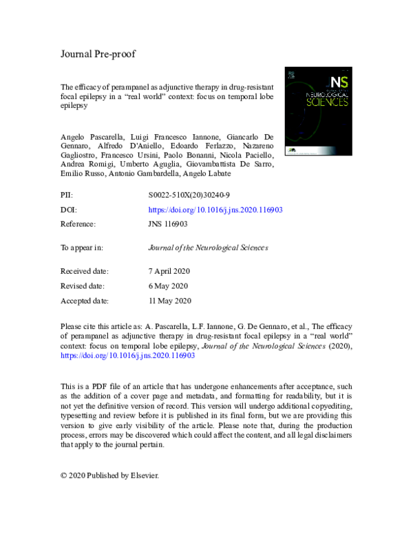 (PDF) The efficacy of perampanel as adjunctive therapy in drug ...