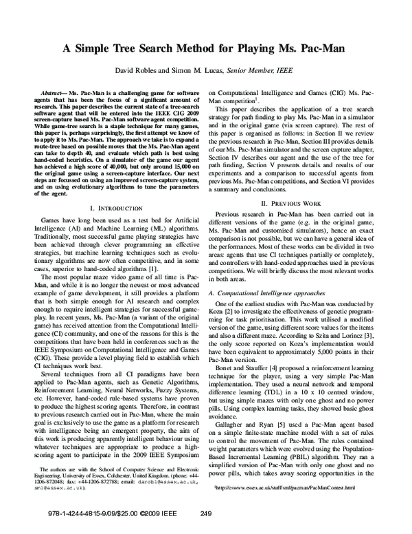 (PDF) A simple tree search method for playing Ms. Pac-Man