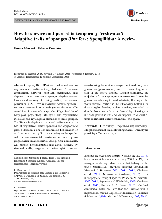 (PDF) How to survive and persist in temporary freshwater? Adaptive ...
