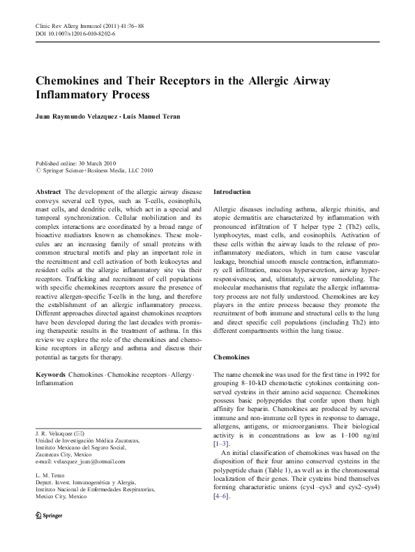 (PDF) Chemokines and Their Receptors in the Allergic Airway ...