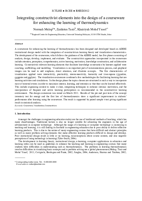 (PDF) Integrating constructivist elements into the design of a ...