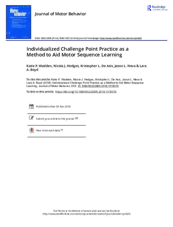 (PDF) Individualized Challenge Point Practice as a Method to Aid Motor ...