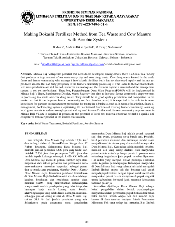 (PDF) Making Bokashi Fertilizer Method from Tea Waste and Cow Manure