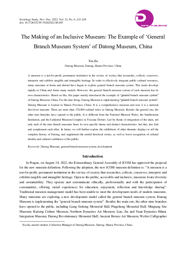(PDF) The Making of an Inclusive Museum: The Example of 'General Branch ...