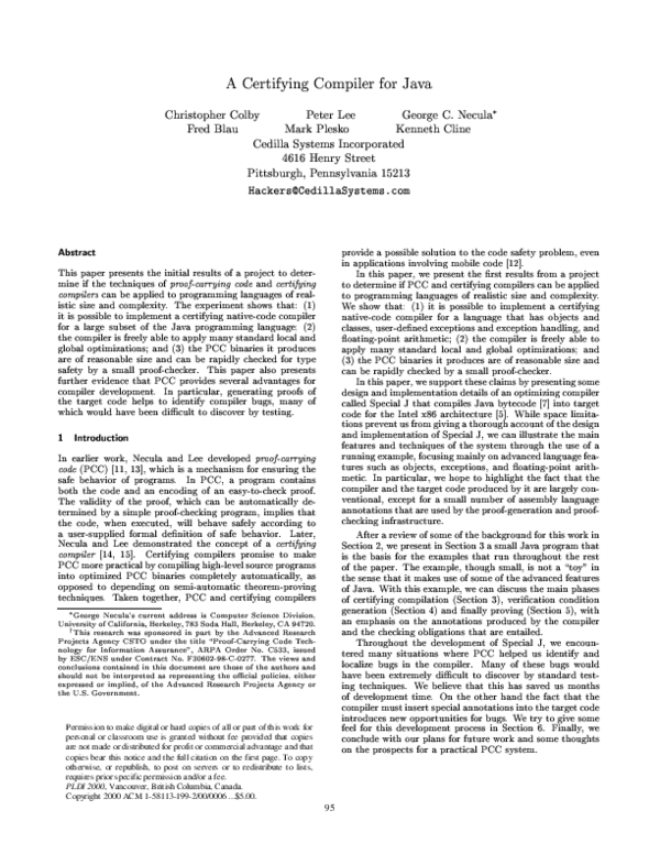  pdf a certifying compiler for java