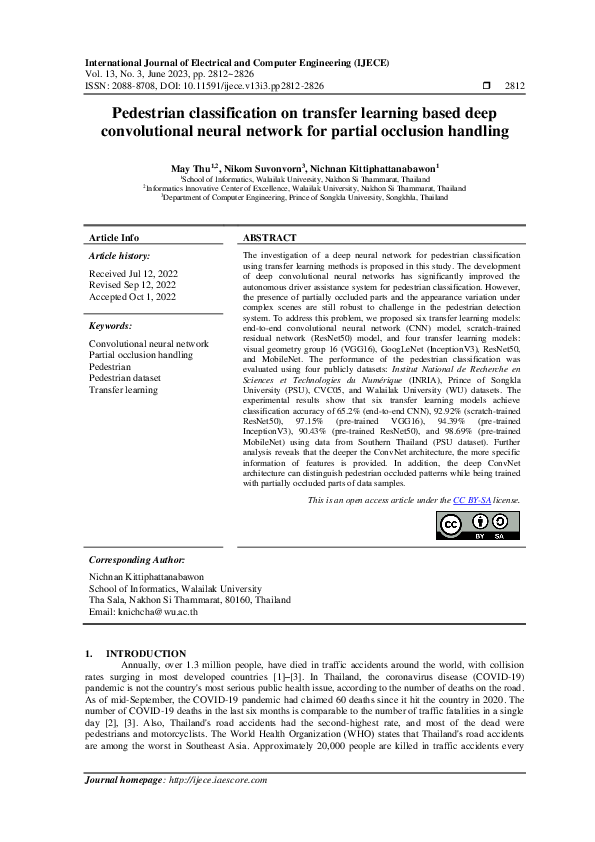 (PDF) Pedestrian classification on transfer learning based deep ...