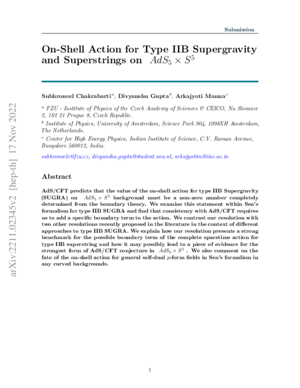 (PDF) On-Shell Action for Type IIB Supergravity and Superstrings on ...