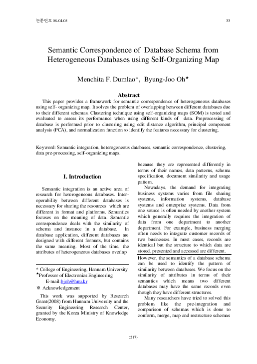 (PDF) Semantic Correspondence of Database Schema from Heterogeneous ...