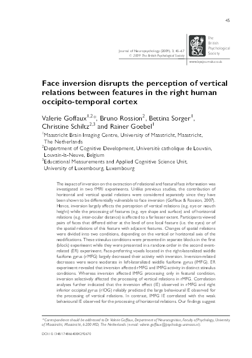 (PDF) Face inversion disrupts the perception of vertical relations ...