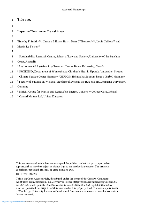 (PDF) Impacts of tourism on coastal areas