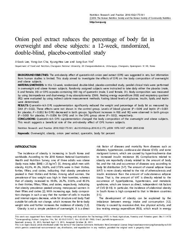 (PDF) Onion peel extract reduces the percentage of body fat in ...