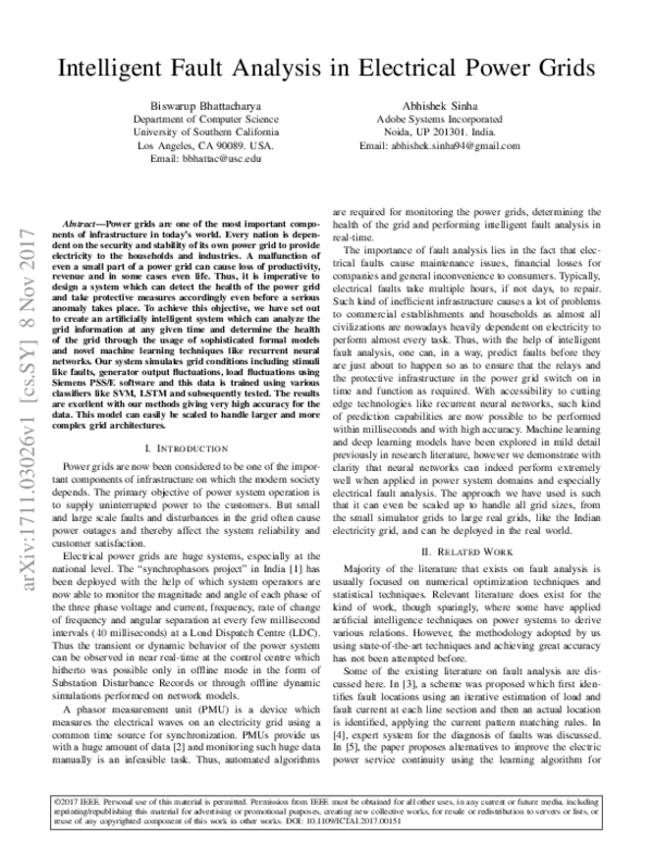 (PDF) Intelligent Fault Analysis in Electrical Power Grids