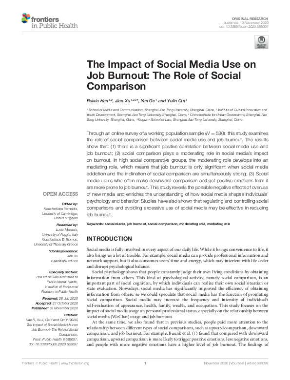 (PDF) The Impact of Social Media Use on Job Burnout: The Role of Social ...