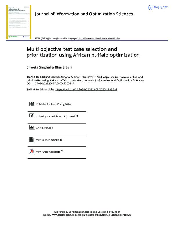 (PDF) Multi objective test case selection and prioritization using ...