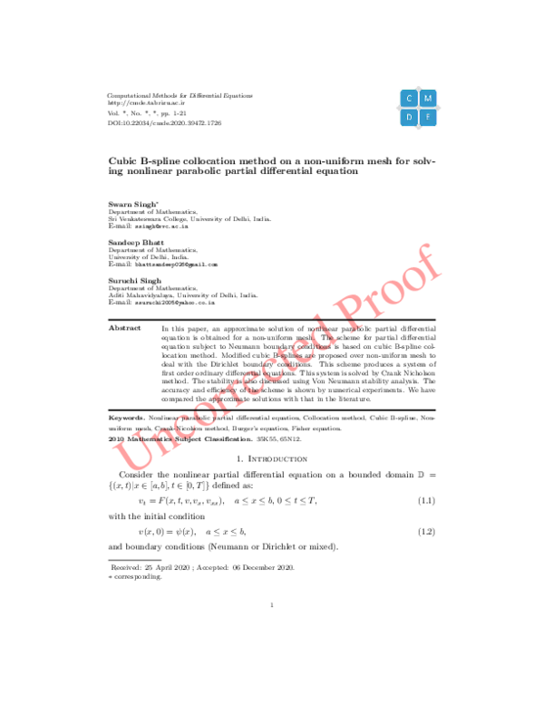 (PDF) Cubic B-spline collocation method on non-uniform mesh for solving ...