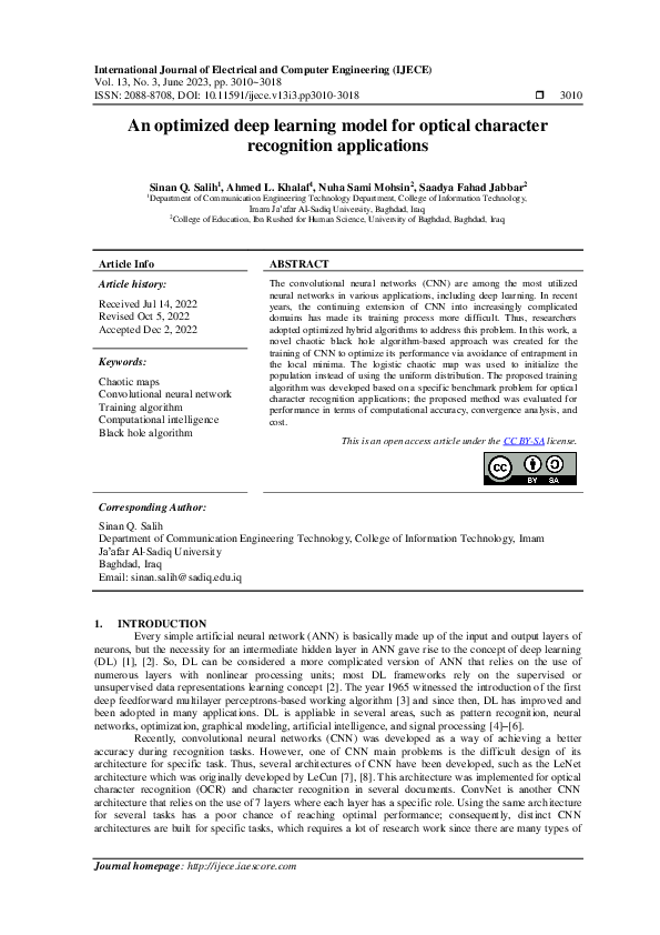 (PDF) An optimized deep learning model for optical character ...