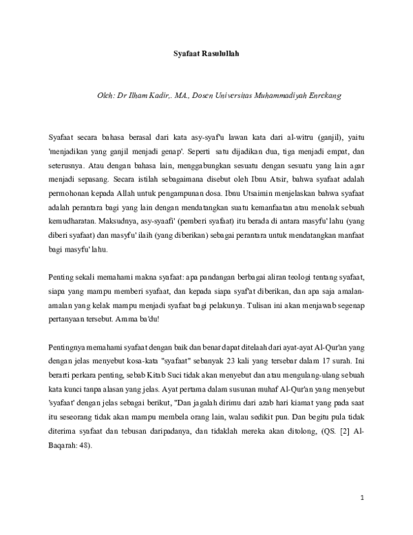 (PDF) Syafaat Rasulullah