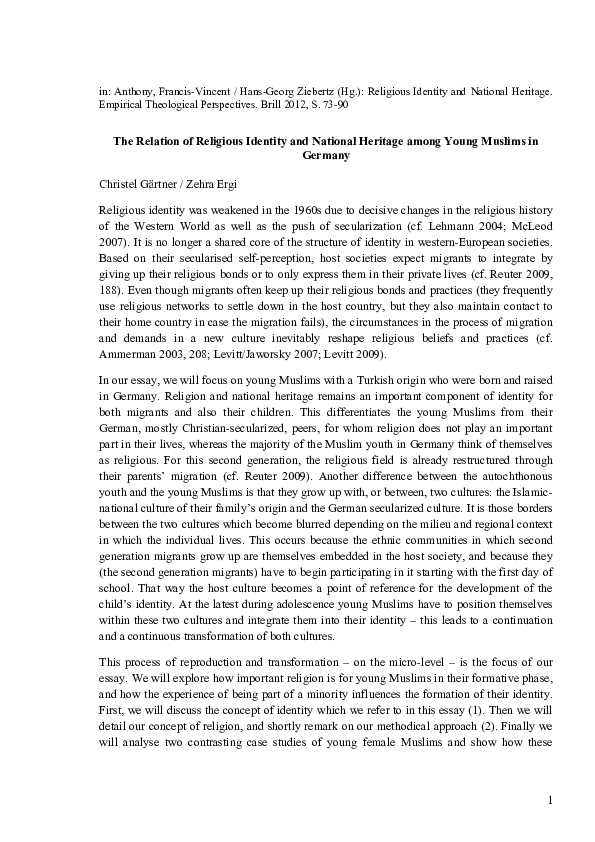 (PDF) The Relation of Religious Identity and National Heritage among ...