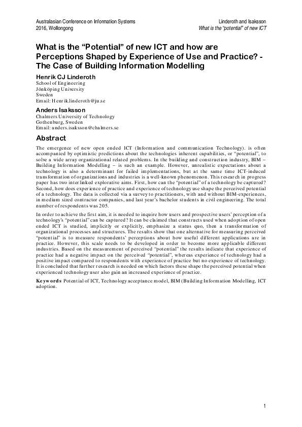 (PDF) What is the “Potential” of new ICT and how are Perceptions Shaped ...