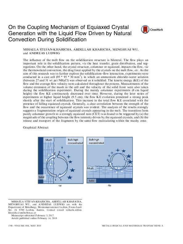 (PDF) On the Coupling Mechanism of Equiaxed Crystal Generation with the ...