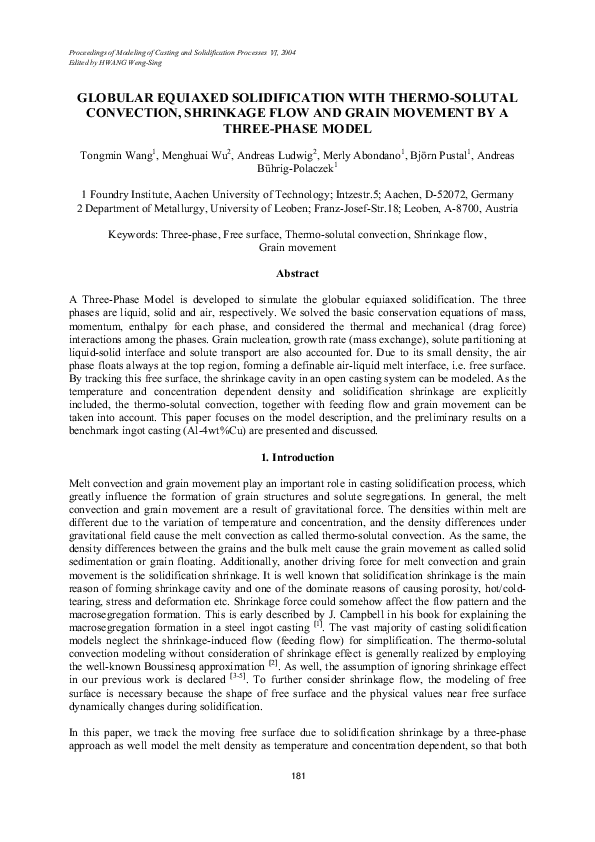 (PDF) Proceedings of Modeling of Casting and Solidification Processes