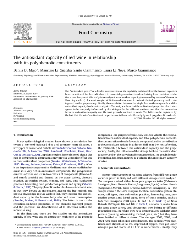 (PDF) The antioxidant capacity of red wine in relationship with its ...