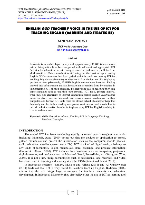 (PDF) English GGD Teachers’ Voice in the Use of ICT for Teaching ...