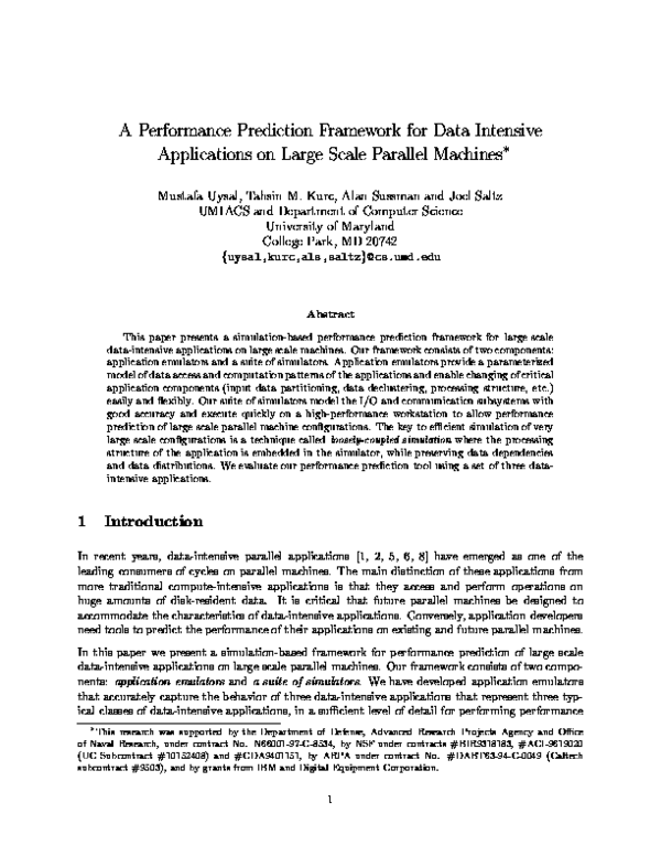(PDF) A Performance Prediction Framework for Data Intensive ...