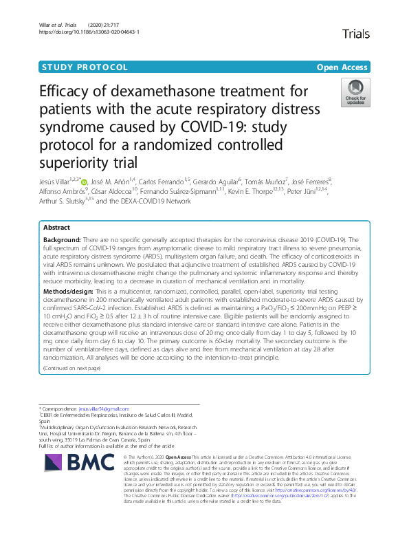 (PDF) Efficacy of dexamethasone treatment for patients with the acute ...