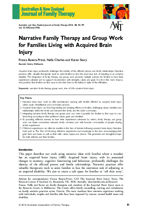 (PDF) Narrative Family Therapy and Group Work for Families Living with ...