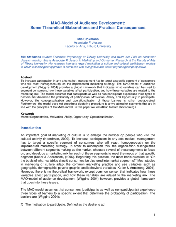 (PDF) MAO-model of audience development : Some theoretical elaborations ...