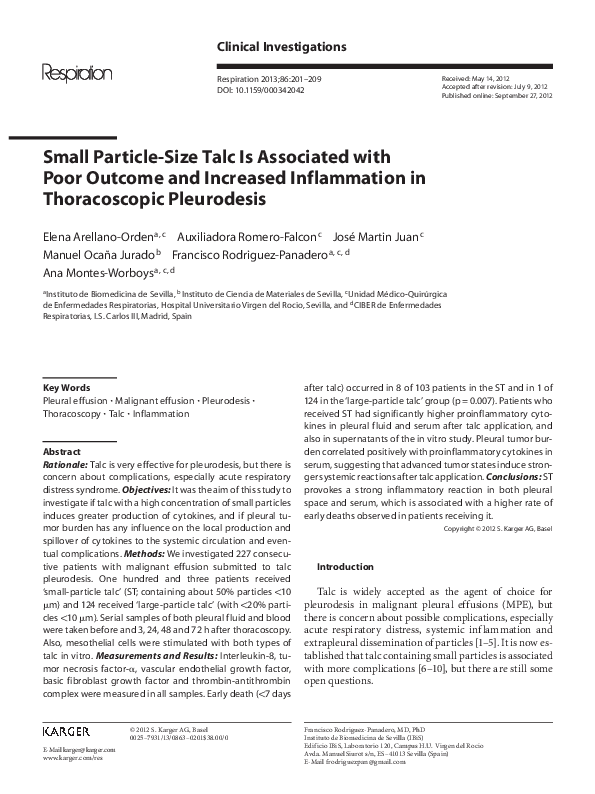 (PDF) Small Particle-Size Talc Is Associated with Poor Outcome and ...