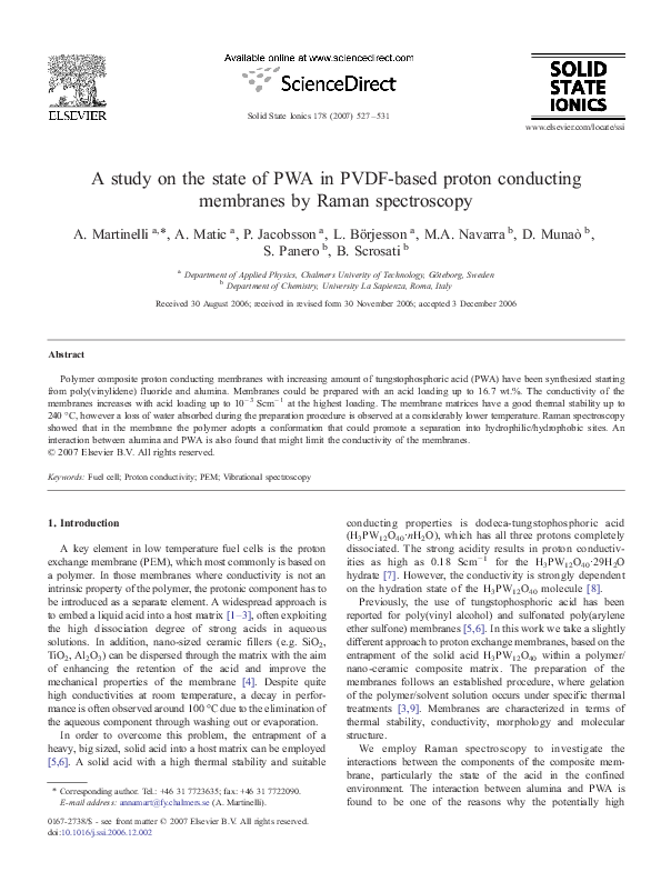 (PDF) A study on the state of PWA in PVDF-based proton conducting ...