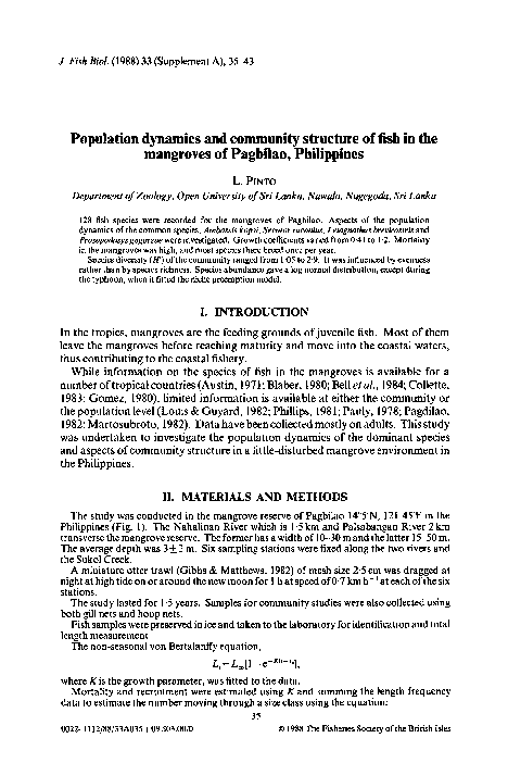 (PDF) Population dynamics and community structure of fish in the ...