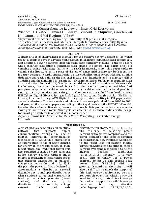 (PDF) A Comprehensive Review on Smart Grid Ecosystem