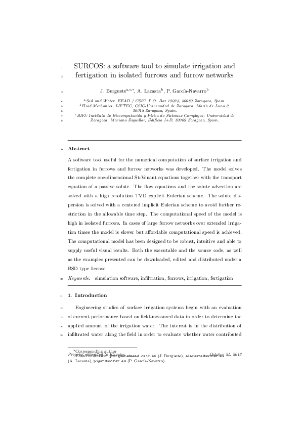 (PDF) SURCOS: A software tool to simulate irrigation and fertigation in ...