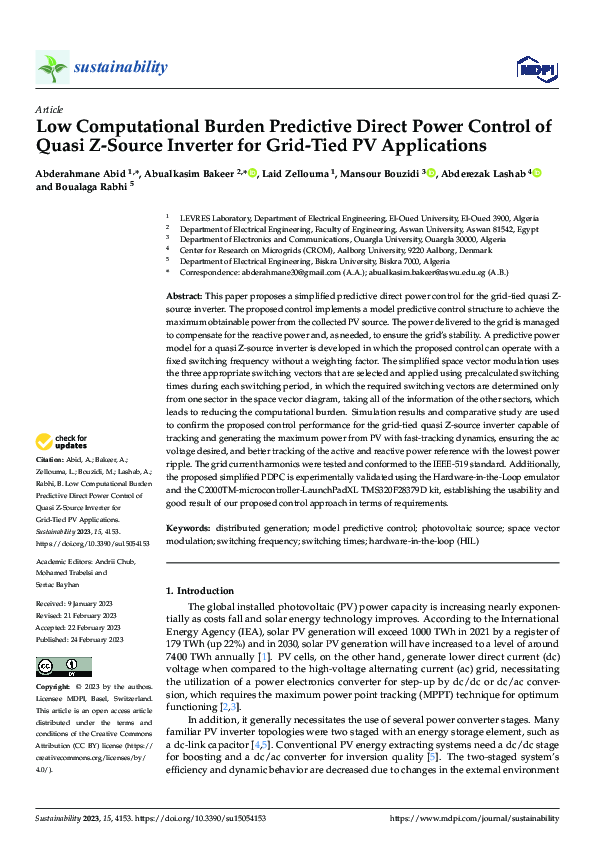 (PDF) Low Computational Burden Predictive Direct Power Control of Quasi ...