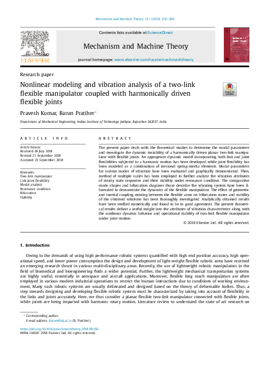 (PDF) Nonlinear modeling and vibration analysis of a two-link flexible ...