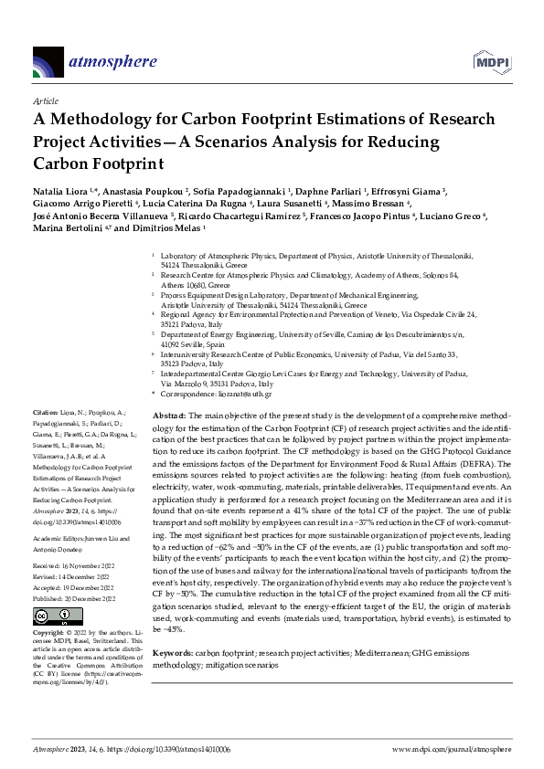 (PDF) A Methodology for Carbon Footprint Estimations of Research ...