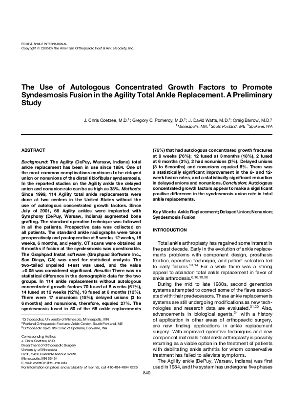 (PDF) The use of autologous concentrated growth factors to promote